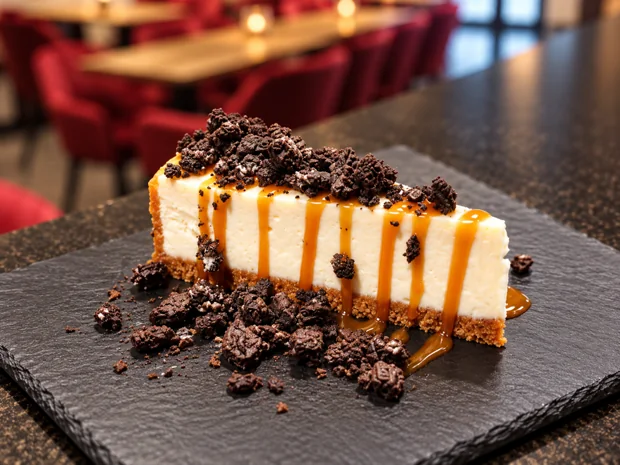 Cheesecake au caramel et éclats d’Oreo